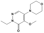 Molecular Structure of 38957-43-6 (3(2H)-Pyridazinone, 2-ethyl-4-methoxy-5-(4-morpholinyl)-)